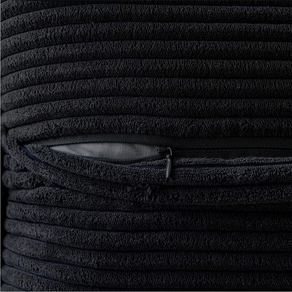 Striped Black Corduroy Farmhouse Luxury Soft Decorative Stylish Pillow Cover Set - Picture 3 of 5